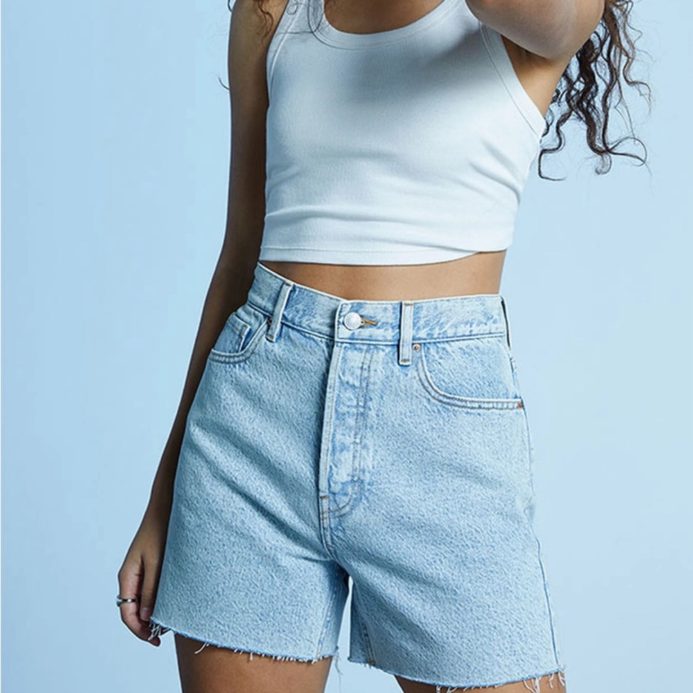 PacSun 90s Girlfriend Denim Jean Shorts High-Waisted Frayed Hem